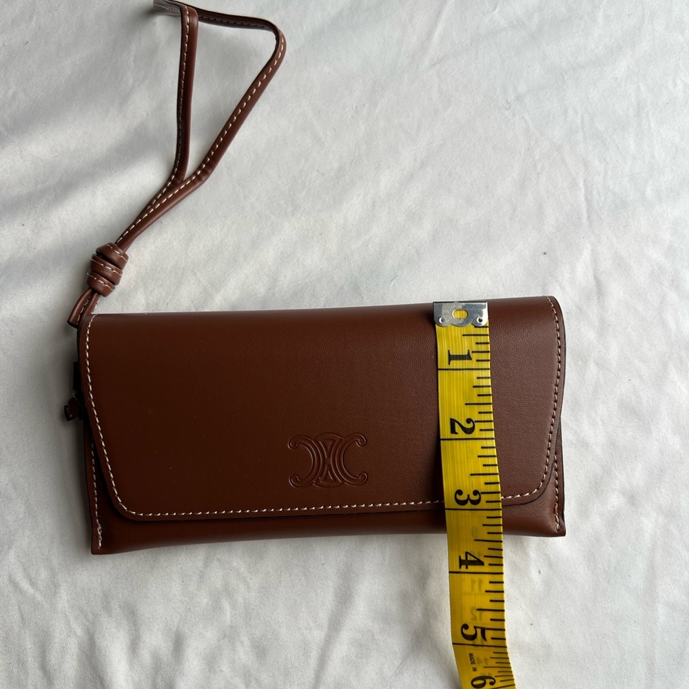 BRAND NEW AUTHENTIC Celine Sunglasses eyeglass Case Wristlet Brown Leather - Picture 6 of 9